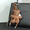 Badminton Bear Racket Keychain Woven Rope Little Bear Bag Hanging Cute Leather Bag Pendant  Gifts