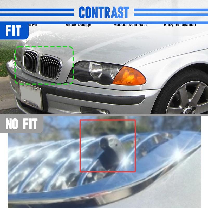 Chrome Car Front Bumper Kidney Grill Racing Grille Single Slat for BMW E46 4 Door Sedan 1998 1999 2000 2001
