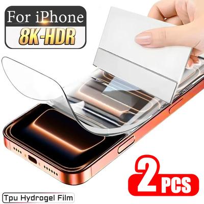 2 Stück Hydrogel Weich Vollkleber Displayschutz für iPhone Air 17 16 16e 15 14 Plus 13 12 Mini 11 Pro Max X XS XR Max 8 7 6 6s Plus SE 2020