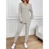 Women V Neck Long Sleeve Thin Casual Two Piece Loungewear Set With Long Pants