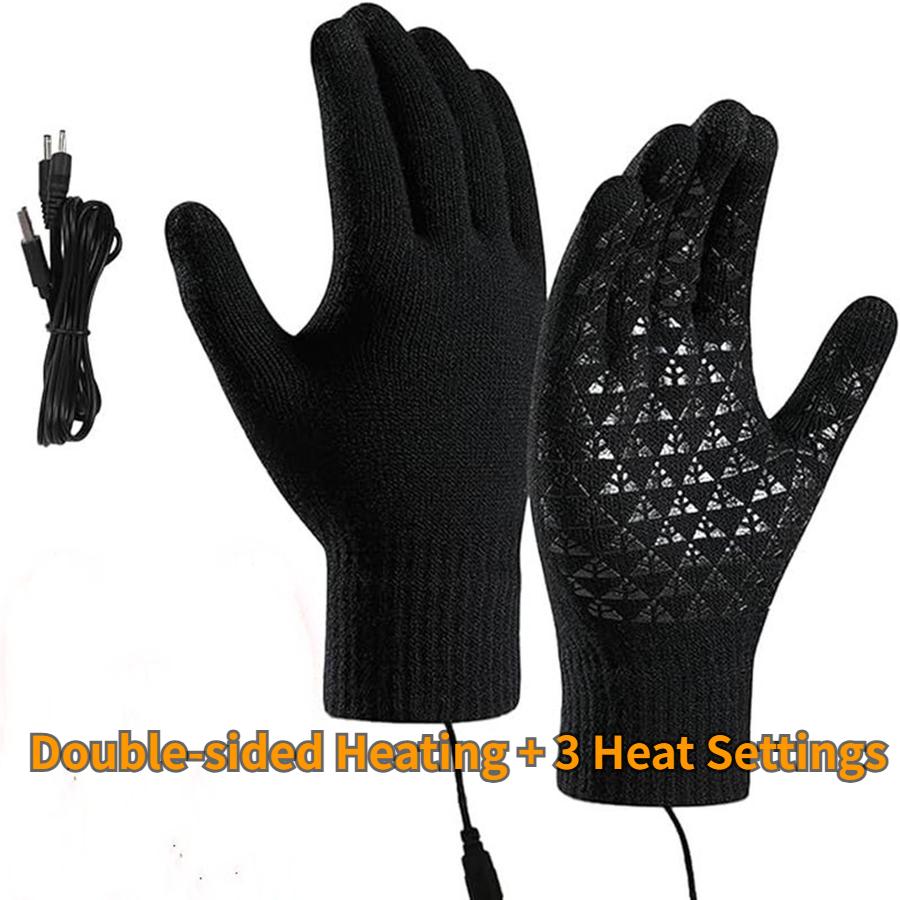 USB Heated Gloves Winter Warm Control Touch Screen Office Outdoor Skiing Riding Anti-Slip Gloves