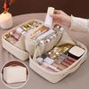 Travel Makeup Bag Portable Open Flat Toiletry Bag Waterproof Large Capacity Cosmetic Organizer for Women Business Trip Vacation Use