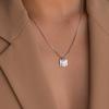 Minimalist Initial Square Pendant Titanium Steel Necklace for Women