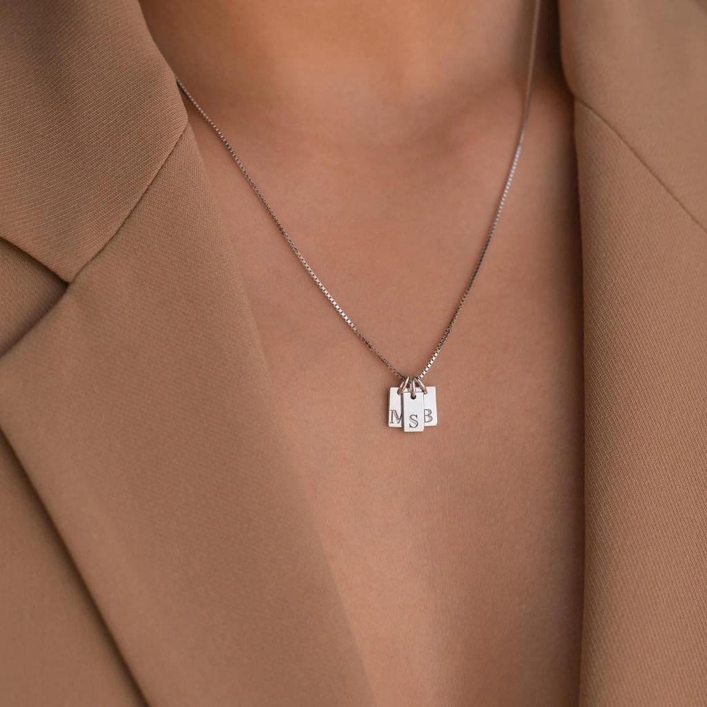 Minimalist Initial Square Pendant Titanium Steel Necklace for Women