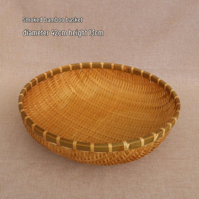 Bamboo Woven Multipurpose Basket for Steamed Buns, Vegetables, and Fruits - Small Rice/Winnowing/Draining Basket.