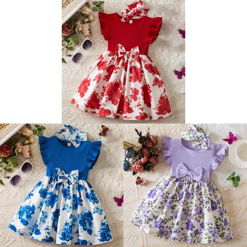 Summer Girl Dress With Floral Print For Toddler Girls Gift For Birthdays