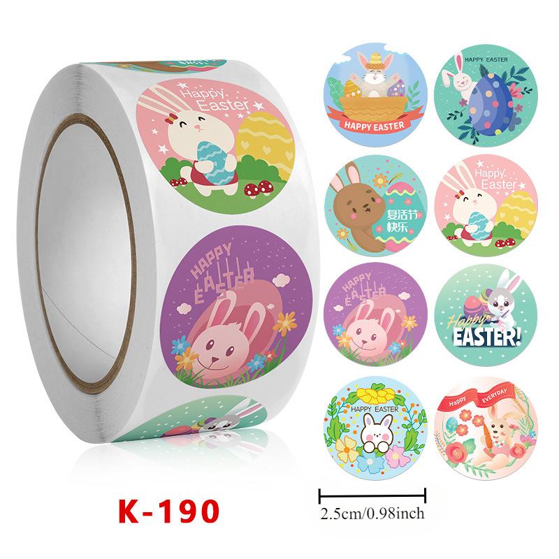 500 Stück Osteretiketten zum Geschenkverpacken, für Gastgeschenke, Feiertagsgrüße, Umschlagversiegelungen & Backkartondekoration mit Hasen- & Eierdesign