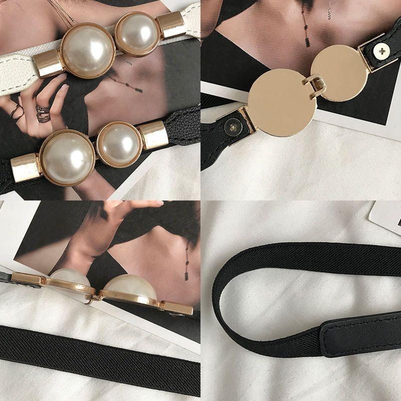 Elegant Korean Stretch Beaded Pearl Waist Belt For Women Chic Dress And Sweater Accessory