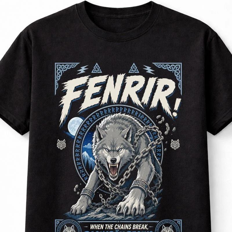 Fenrir Ragnarok Wolf Norse Mythology Viking Unisex TShirt S