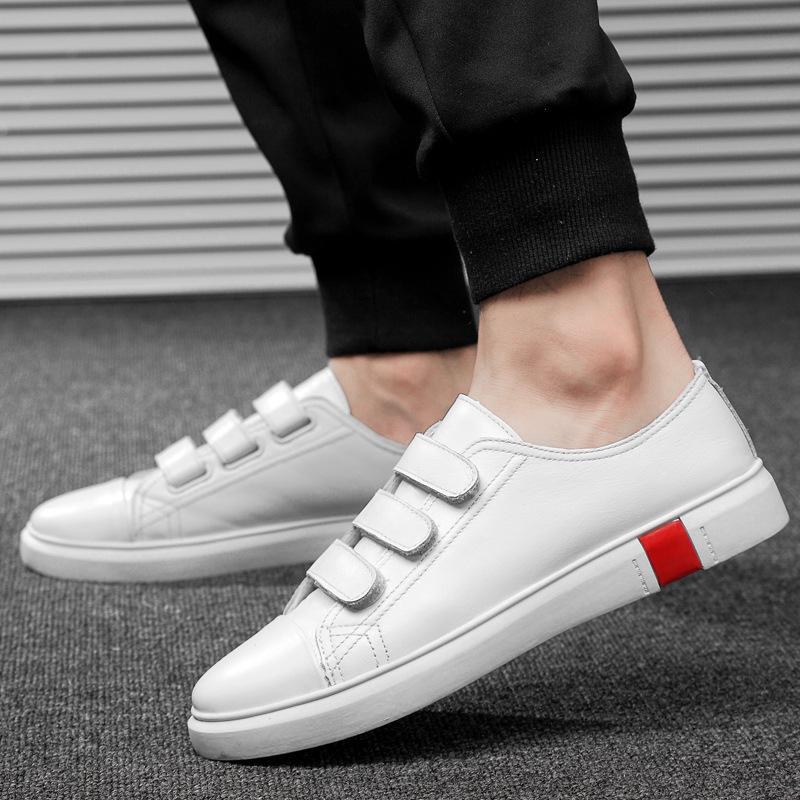 Fashion Men'S Shoes Large Size Casual Shoes 46 White Board Shoes Men'S Velcro Leather Shoes Men'S Men'S Loafers