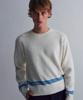 MOONSUN Essential_Unisex Mss Mohair Blend Stripe Knit [Ivory Blue]
