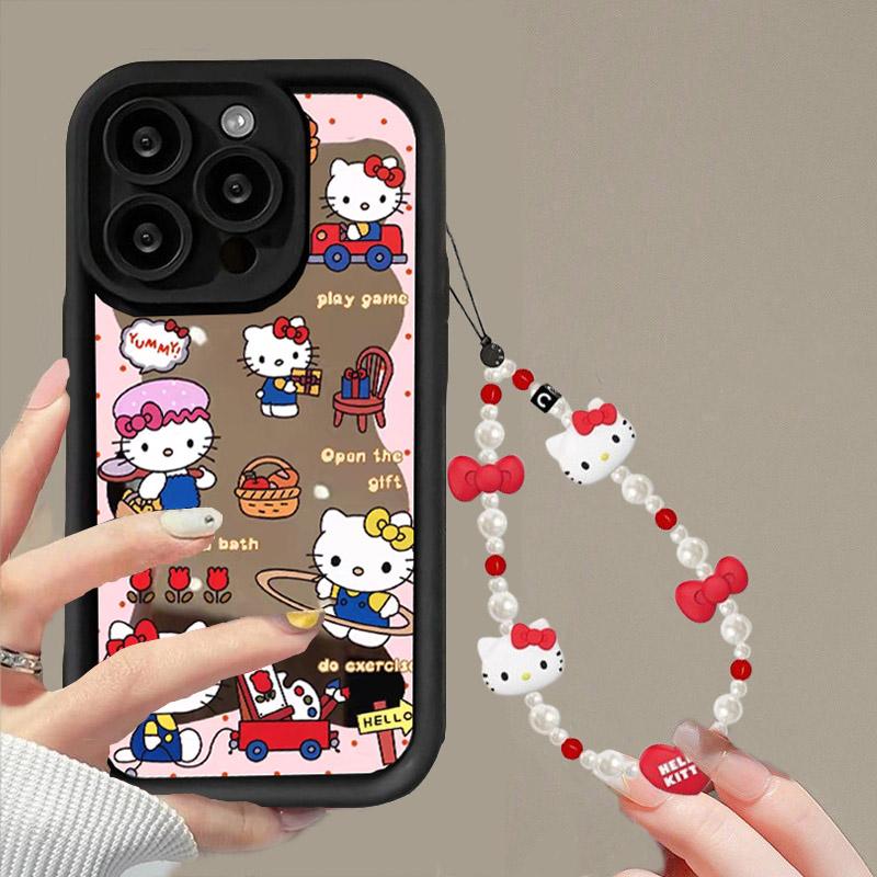 Mirror Makeup Hello Kitty Bracelet Phone Case For Xiaomi MI 15T POCO X8 Pro Max Ultra F7 M7 X7 X5 F5 X6 PRO M6 C40 5G Cute Cover