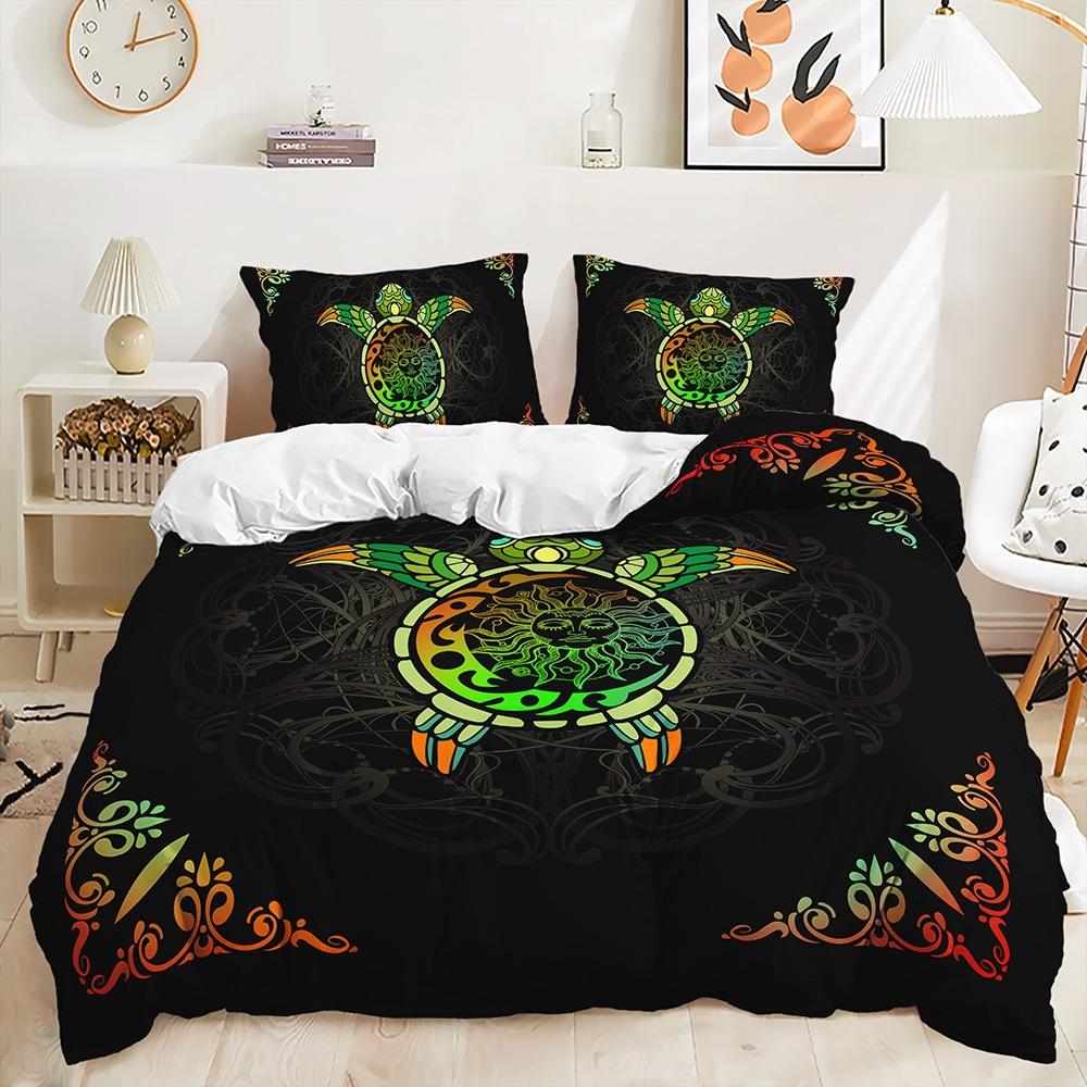 3D Marine Animal Bedding Set Turtle Duvet Cover Pillowcase 2/3pcs Single Double Bed Cover Gift Home Textile