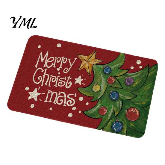 Christmas Bathroom Door Rug Mat, Festive Entrance Rug, 35" x 24" Non-Slip Washable Indoor Floor Mat Welcome Water Absorbent for Kitchen Holiday