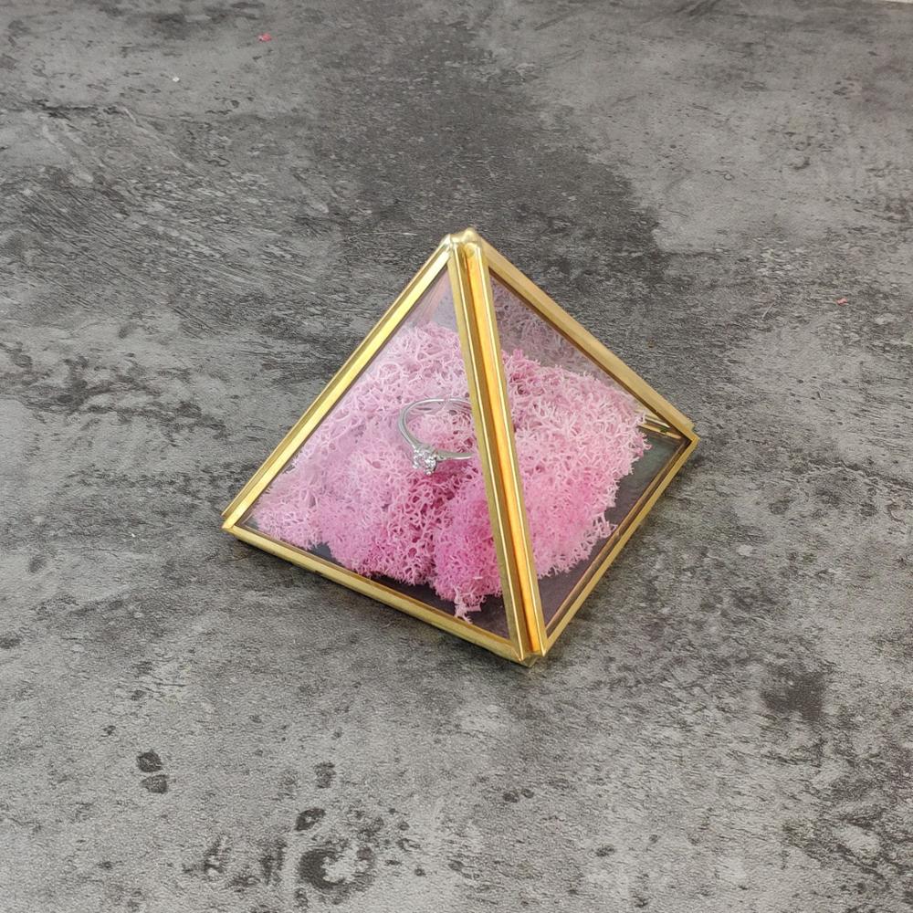 Fashion Simple Mall Handmade Transparent Customized Geometric Pyramid Glass Jewelry Display Box 7.5cm Cube Valentine s Day other&other розовый