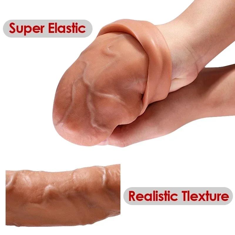 Velkoobchod Soft Realistic Penis Sleeve Extender Big Dick Bold Cock Head Head Zvětšení Muž Muži Muž Zpoždění ejakulace