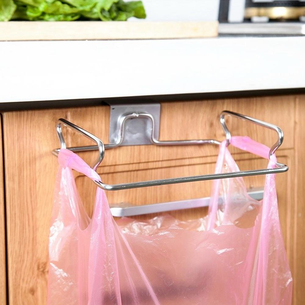 Unique Door Back Garbage Bag Rack Home Cabinet Rag Hanging Rack Household Kitchen Tool