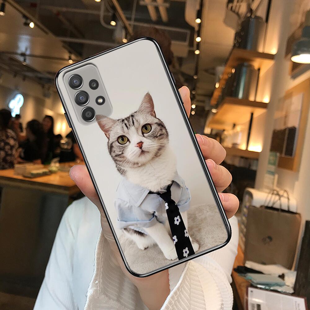 Funny Cartoon Cat Phone Case Hull For Samsung Galaxy A70 A50 A51 A71 A52 A40 A30 A31 A90 A20E 5G A20s Black Shell Art Cell Cove