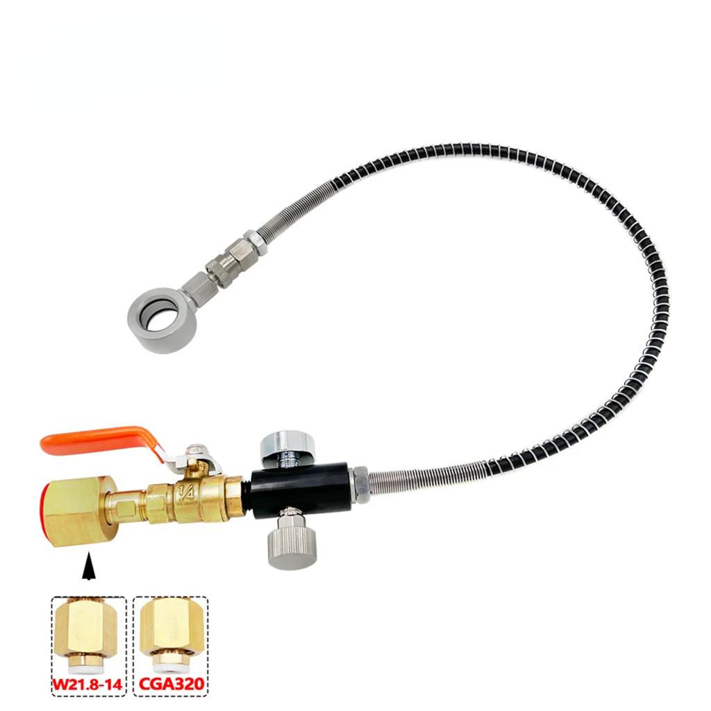CO2 Refill Adapter  Charging  Quick Connect Cylinder from Large Carbon Dioxide Tank Bottle,Pressure Gauge Hose Line