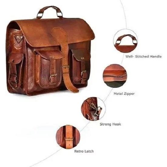 Handmade Super Refined Leather Vintage Laptop Messenger Briefcase Bag Satchel