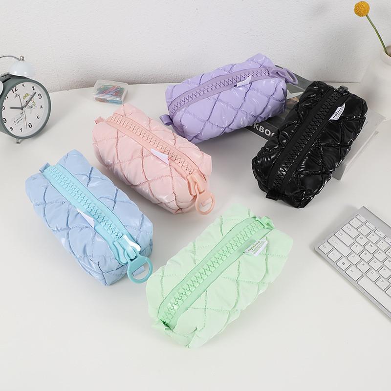 Korean Style Cute Candy Color Pencil Case With Large Zipper For Students And Makeup Storage