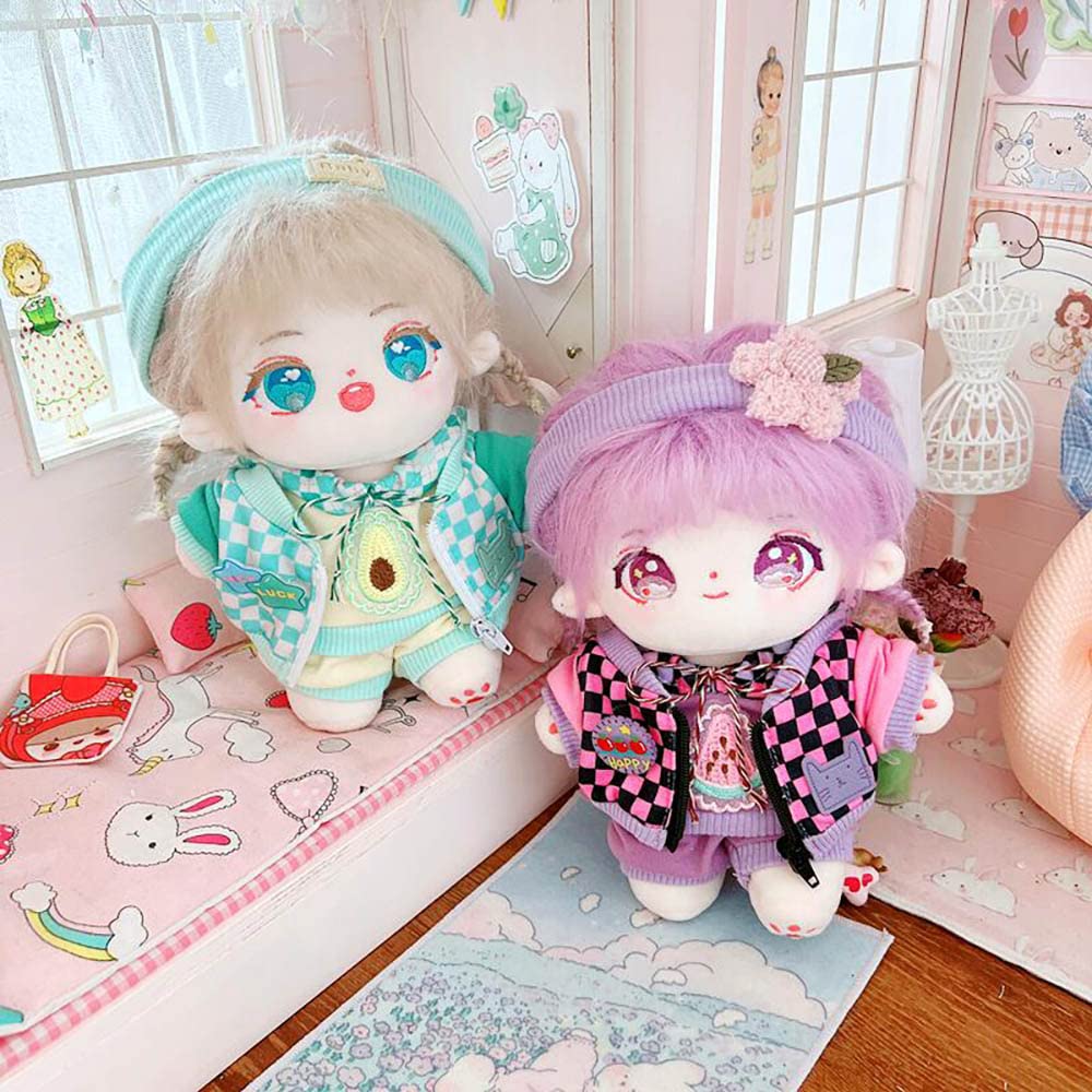 Niannyyhouse 20cm Plush Doll Clothes, Headband, Hoodie, Coat, Pants, Cotton Doll, Dress-Up (Green)