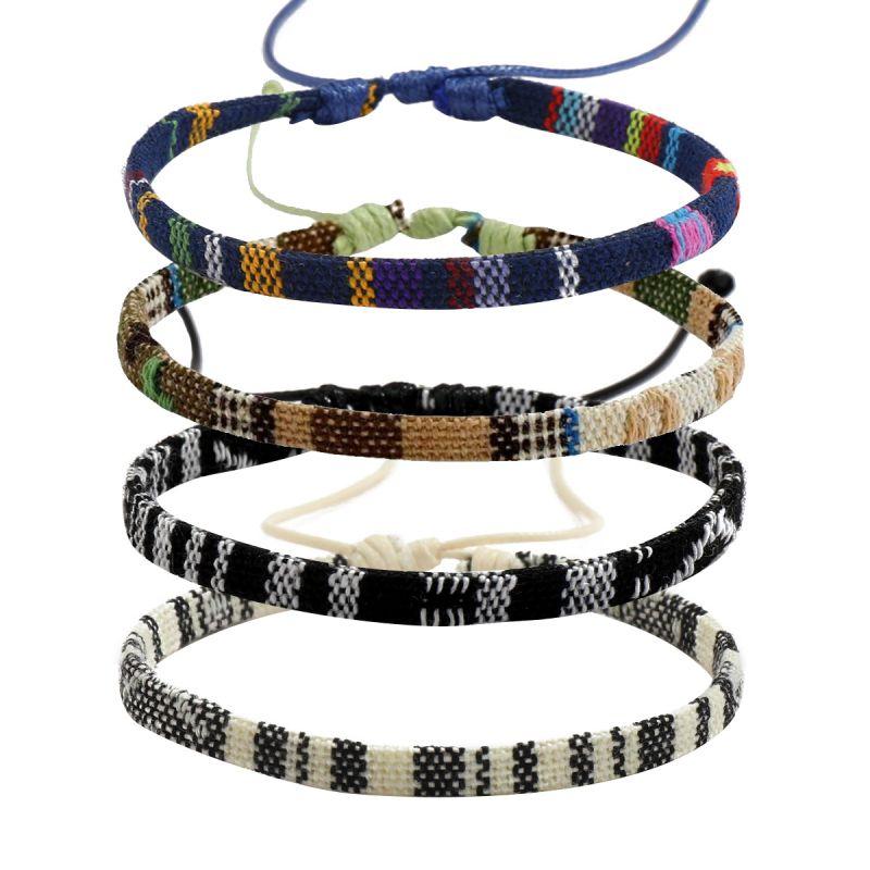 

4Pcs/set Wax rope Bracelet Men s and women s handmade waterproof Surfer Beach Color Bracelet Adult youth Friendship bracelet
