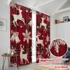 2pcs,2D Plane Printing Popular Curtains Christmas Elk Bell Durable Polyester (without Rod) Decorations For Home Use for Bedroom,