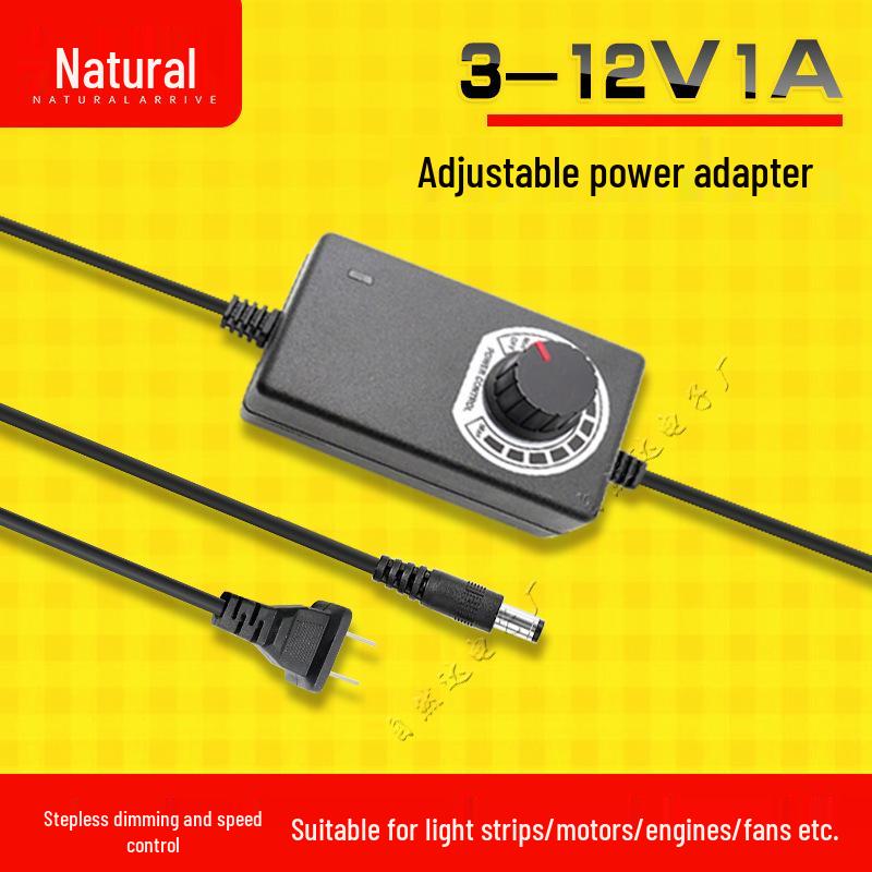 Adjustable 3-12V 2A/5A 60W Power Adapter with Stepless Dimming for Light Strips, Water Pumps, and Motor Control (24W)