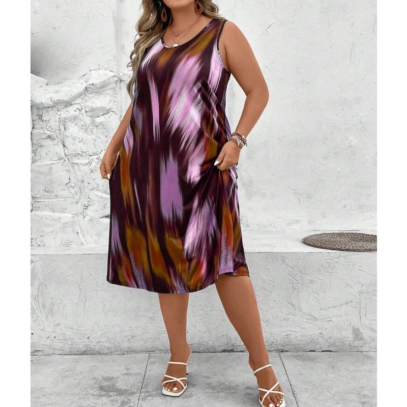 IHUASU Fashion Spring Autumn O-Neck Sleeveless Casual Dresses