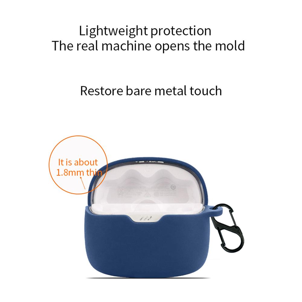 For JBL Tune 245NC Silicone Case with Anti Lost Buckle Bluetooth-Compatible Earphones Protective Cover