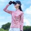 Summer Camo Quick Dry Top Women Outdoor Sports Running Hiking Moisture Wicking Breathable Shirt Casual Stand Collar T Shirt