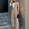 Women Wide Leg Pants with Sleeveless Vest Solid Color High Waist Elegant Lady Baggy Pants Set Casual Streetwear