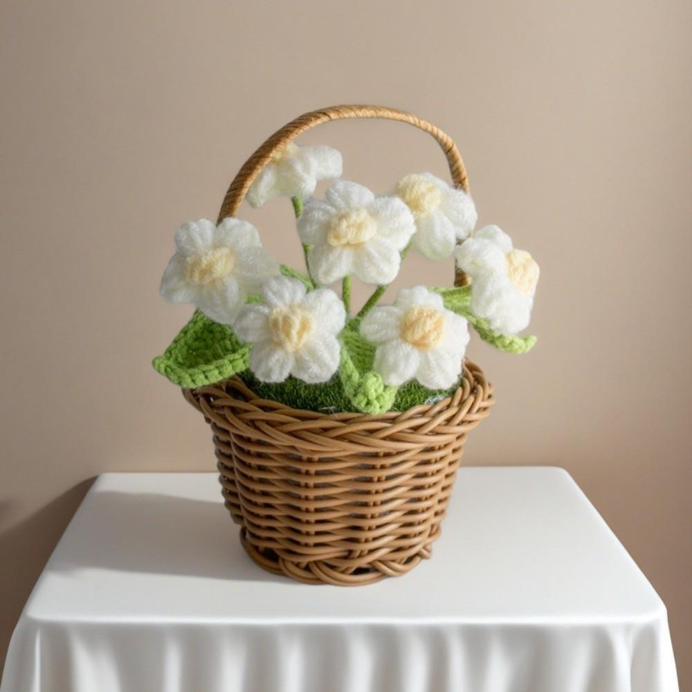 New Daisy Crochet Flower Pot Hand-knitted Mini Knitted Flowers Wool Table Ornament Gift