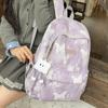 Women's Butterfly Printed Backpack Corduroy Student School Bag Large Capacity Class Backpack