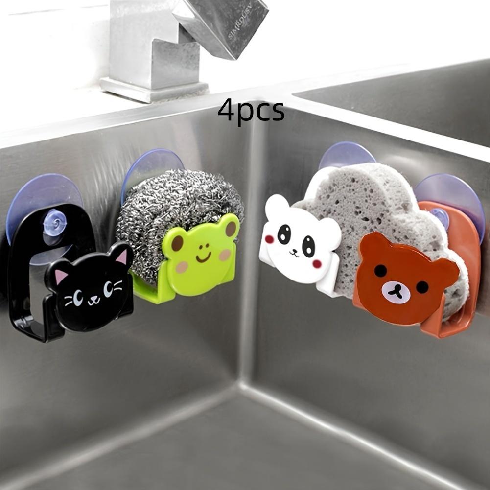 

4pcs Piece Cartoon Bath Sponge Holder Cloth Storage Rack Multi-Purpose Sink Rack Bathroom Sundries Rack Hook 4pcs(mixed color)