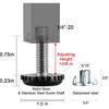 Anwenk Stainless Steel Patio Furniture Leveling Feet 1/4-20 Screw In Threaded Outdoor Furniture Levelers Adjustable Table Chair Levelers Feet Glides
