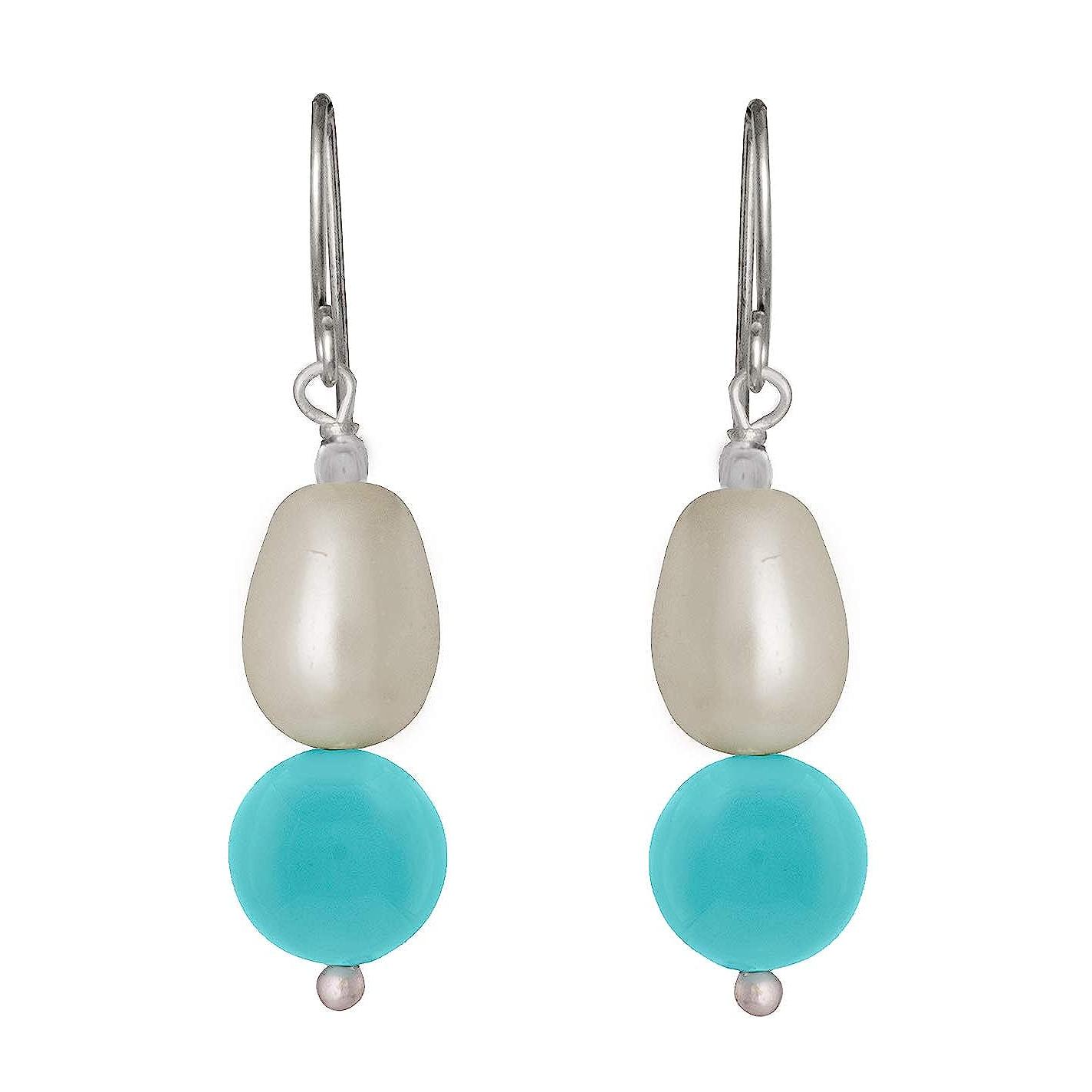 

Серьги-подвески с полудрагоценным жемчугом и агатом с немецким посеребрением для женщин и девочек