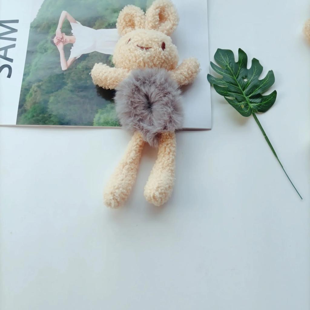 Haarband für Damen, modisch, Plüsch-Haargummi, niedliches Netz-3D-Tier-Haarband, Haar-Kopf-Seil, Pferdeschwanz-Holster, Cartoon-Puppen-Kopf-Seil