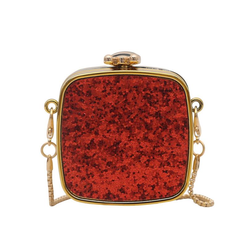 Acrylic Mouth Red Envelope 2025 New European and American Sequined Shoulder Bag Women's Versatile Chain Crossbody Mini Box Bag