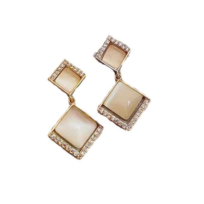 Elegant Cat's Eye Stone Earrings for Women with Floral Design Elements