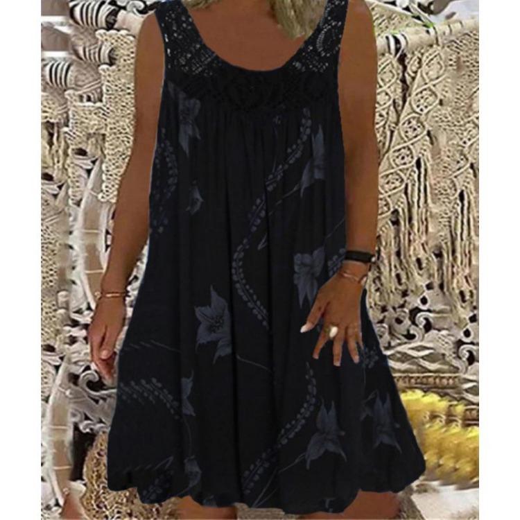 Ladies European American Casual Lace Strapless Dress Loose Strap Dress