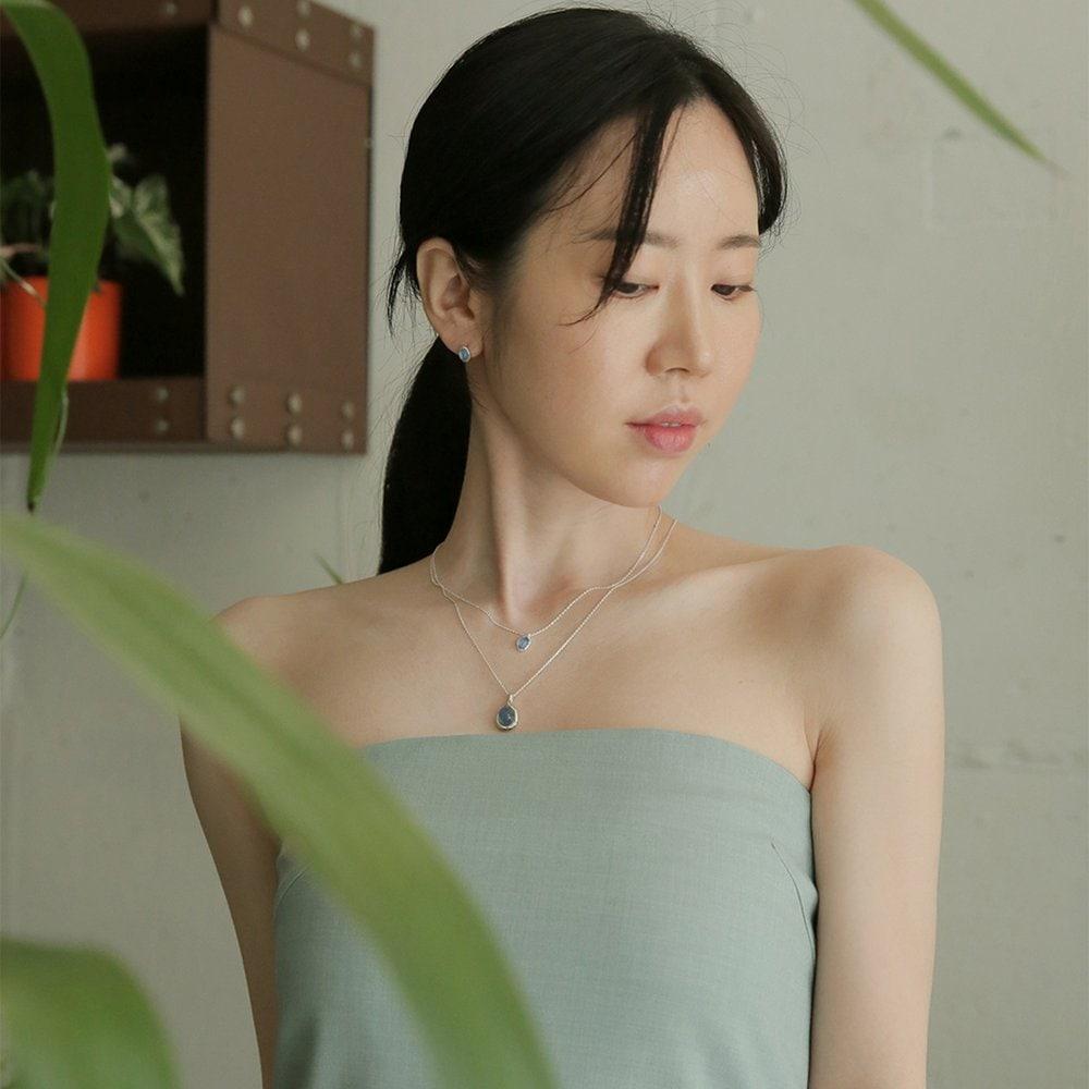 [ Modernlike / Headquarters Authentic ] 925 Silver Prehnite Mint Earrings