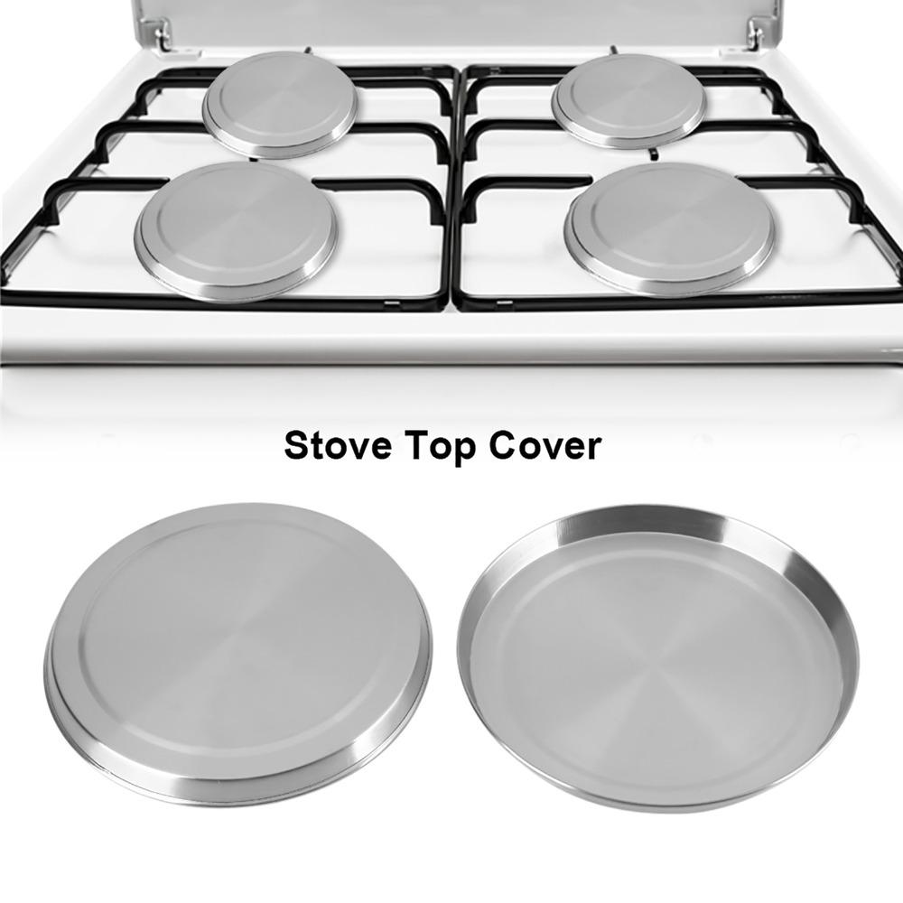 4 PCS Silver Stove Burner Covers Stainless Steel Electric Cooktop Covers Cooker Protection