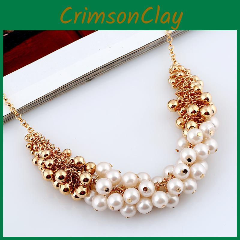 Simulation Pearl Minimalist Women Gold Necklace For Casual Or Use Holiday