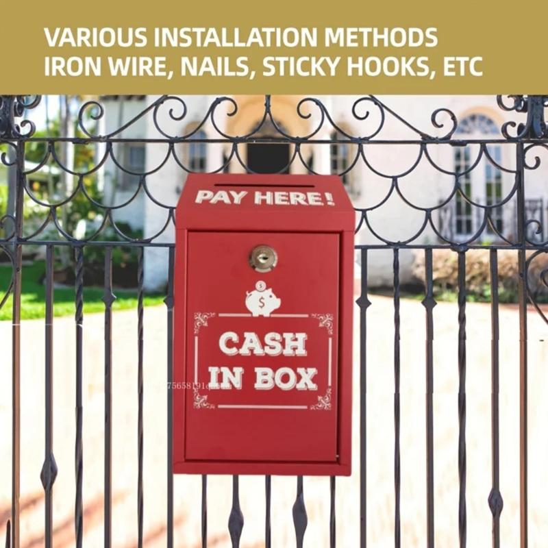 Caixa de Armazenamento de Ferro com Fechadura Estojo de Depósito Portátil Para Itens Confidenciais Acessórios de Moedas