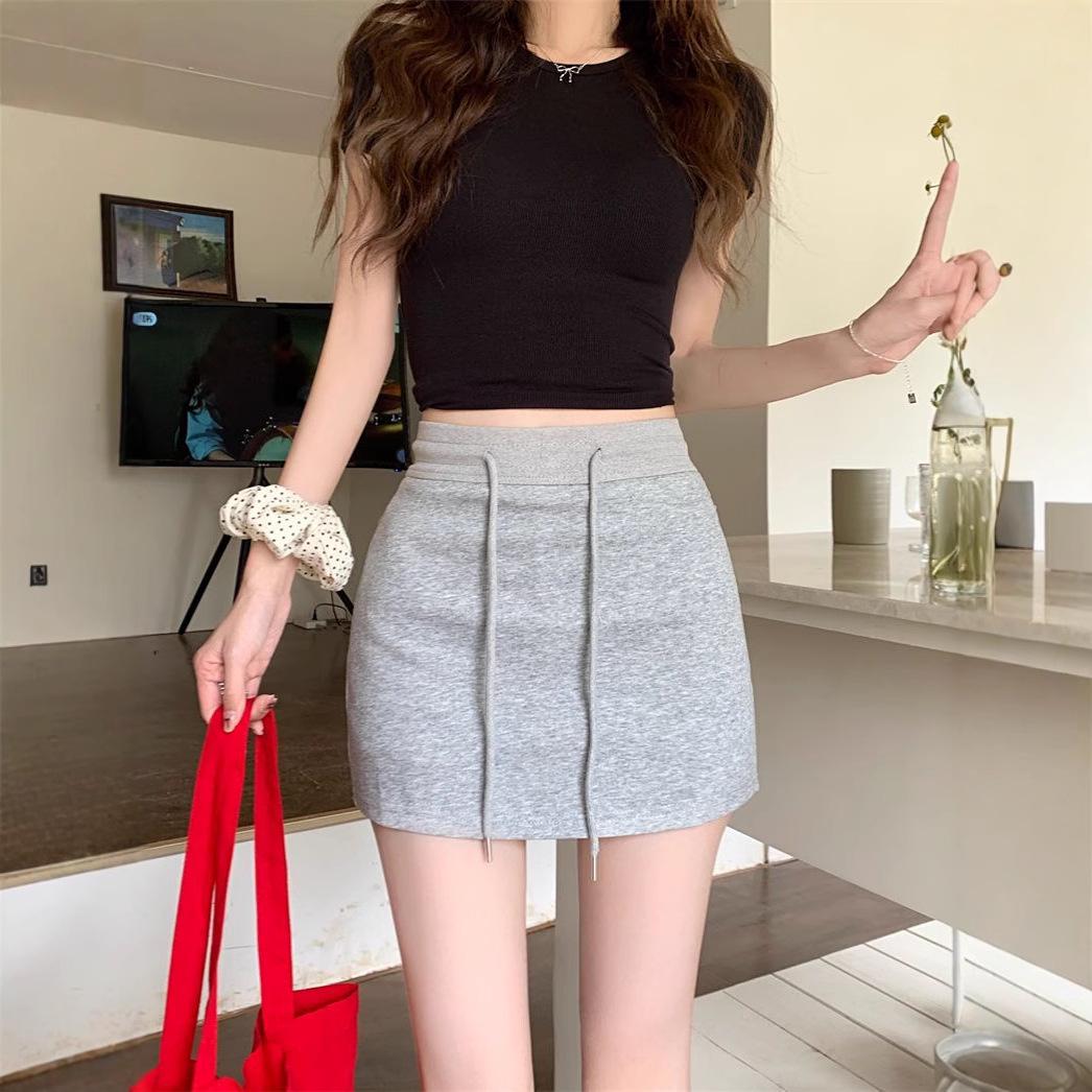 

2025 Women s Summer Casual Midi Skirt - Sexy, Slimming, Hip-Hugging with Drawstring XL