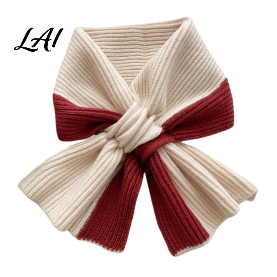 Stylish Retro Neck Scarf for Dates Knitted Warmer Women Winter Cold Weather Windproof Gaiter Autumn Fashion Accessory Contrast Color Shawl