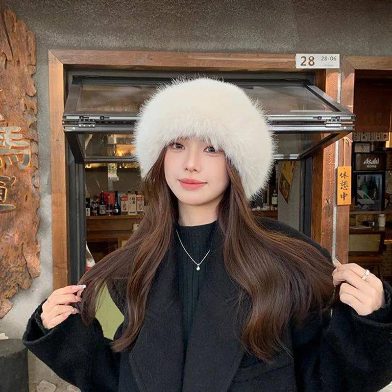 Women Autumn Winter Faux Fur Hat Sweet And Lovely Warm Hats Girls Outdoor Quality Faux Mink Fur Caps