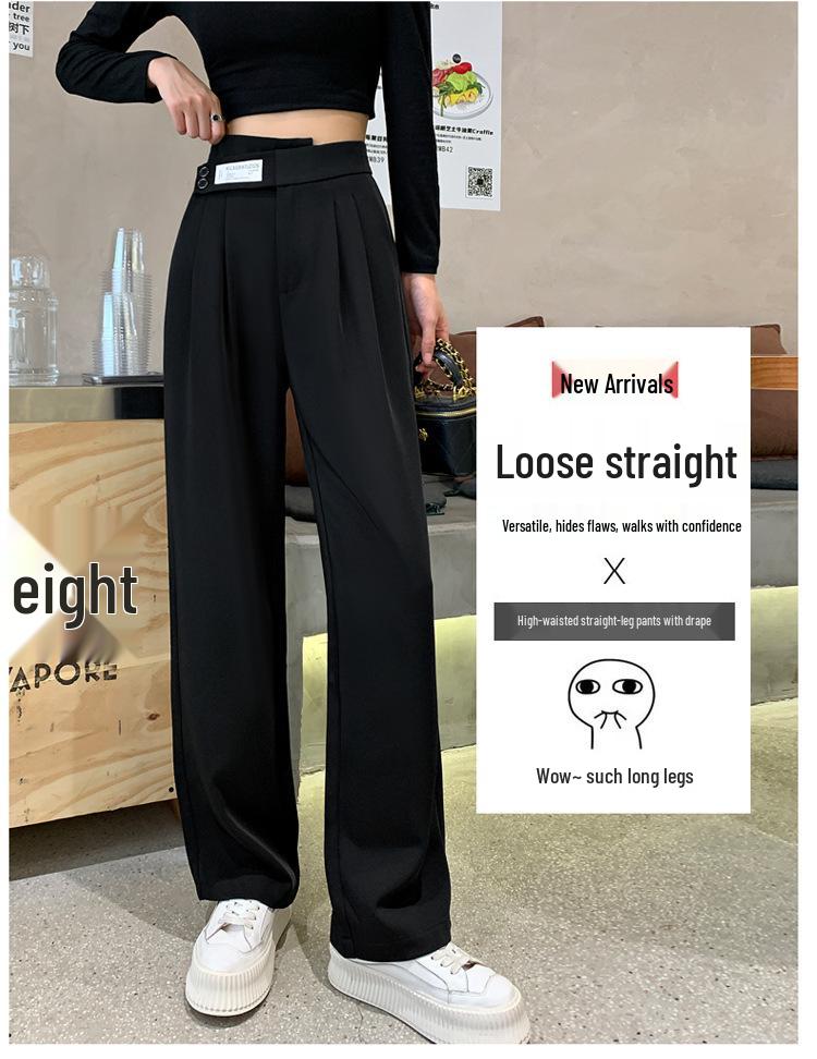 2026 Women's High Waist Loose Fit Straight Leg Suit Pants - Spring/Autumn